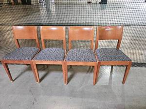lot 17741 image: Set of 4 Wooden Chairs With Fabric Cushions