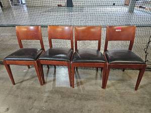 lot 17743 image: Set of 4 Wooden Chairs With Black Cushions