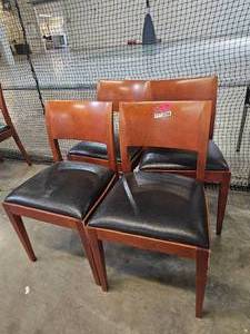 lot 17744 image: Set of 4 Wooden Chairs With Black Cushions