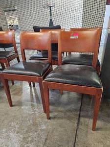 lot 17745 image: Set of 4 Wooden Chairs With Black Cushions