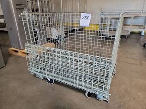 lot 17608 image: Wire Mesh Collapsible Storage Cage with Wheels