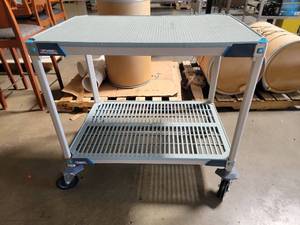 lot 17610 image: Metro MAX i Antimicrobial Two-Shelf Work Table with Casters