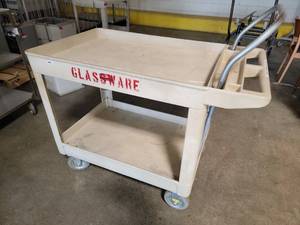 lot 17612 image: Rubbermaid Commercial Service Cart Two-Tier Mobile Storage