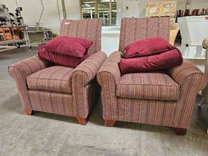 lot 17658 image: (2) Red Multie Colored Chairs