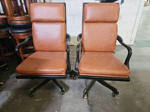 lot 17682 image: (2) Brown Swivel Chairs