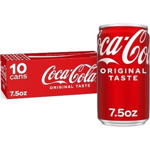 lot 7228 image: Coca-Cola Soda - 10pk7.5 fl oz Mini-Cans. BB January 2026