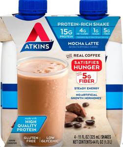 lot 7298 image: Lot of 3 Atkins Protein Shake, 4pk, Mocha Latte. 12 Total. BB September 2026