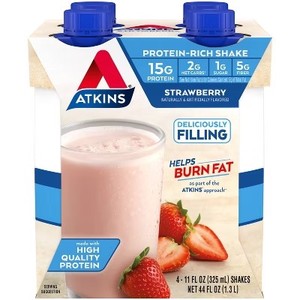 lot 7308 image: Lot of 3 Atkins Protein Shake - Strawberry -4pk 11 fl oz. 12 Total. BB May 2026