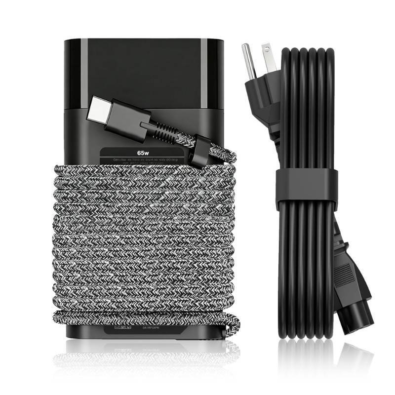 lot 63142 image: New Slim 65W USB C Laptop Charger Replacement for HP Laptop Charger Elitebook x360 Pavilion Spectre Chromebook Envy Elite x2 Computer Travel Type C Braided Cable Power Cord Ac Adapter - Retail $16