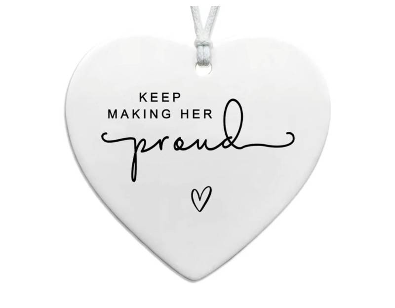 lot 63259 image: Keep Making Her Proud Bereavement Keepsake, Loss of Loved One Memorial Gift, Anniversary of Passing Thinking of You Gift, Loss of Mom Grandmother Remembrance Gift, Sympathy Gift for Grief Support - Retail $8