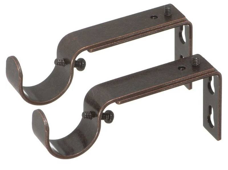 lot 63208 image: Adjustable Curtain Rod Brackets Set of 2 Oil Rubbed Bronze - Retail $8