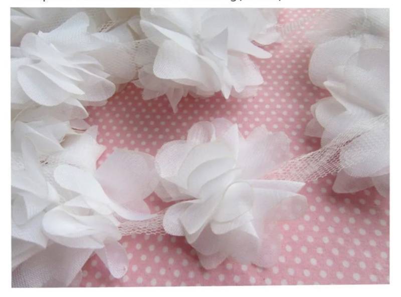 lot 63117 image: 4.5 Yards 2.5 3D Chiffon Flower Lace Trims Bridal Bouquets Cluster Flower DIY Sewing(White) - Retail $8