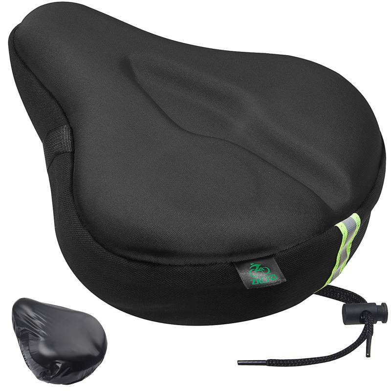 lot 63257 image: Bike Seat Cushion - Gel Padded Bike Seat Cover for Men Women Comfort, Extra Soft Exercise Bicycle Seat Compatible with Peloton, Outdoor & Indoor Bike Saddles(Large, Black) - Retail $25