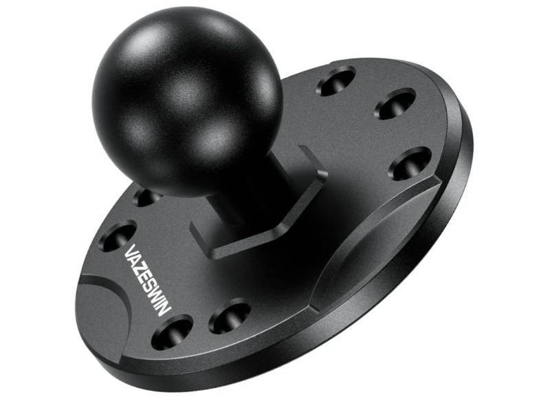 lot 63180 image: 1 Ball Mount with Aluminum Alloy Round Plate, Universal Electronic Device Mounting Base with AMPS Holes for Garmin, Lowrance, Hummingbird, for RAM Mounts, Scotty B Size Double Socket Arms - Retail $12