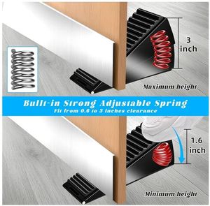 lot 17204 image: Large Heavy Duty Door Stoppers, Premium Spring Door Stopper for Bottom of Door, Adjustable Large Rubber Stoppers Wedge with Metal, Door Stop Suits Any Heavy Door - Retail $9