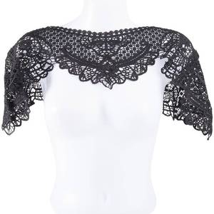lot 17206 image: 30.3x11 Inch Embroidered Lace Neckline Neck Collar Floral Lace False Collar Detachable Neckline Trim Black Hollow Out Clothes Applique for Women Sewing Craft Supplies Garment Accessories - Retail $10