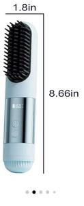 lot 17215 image: New Go Brush Pro - 3 Temps Portable Cordless Hair Straightener Brush for Travel, 30s Fast Heat & Led Digital Display(°C°F), Cool Air Setting On the Back (Blue) - Retail $30
