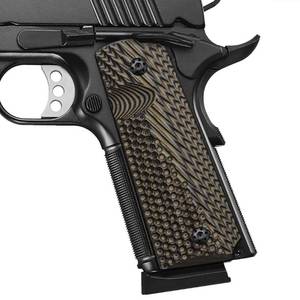 lot 17229 image: 1911 Full Size G10 Grips, Free Screws Included, Mag Release, Ambi Safety Cut, OPS Texture, Cool Hand Brand (Coyote Color) - Retail $20