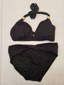 lot 17239 image: Black Halter Bikini Set with Gold Hardware M - Retail $25