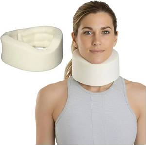 lot 17256 image: Sammons Preston Universal Contour Cervical Brace, Adjustable Hook and Loop Closure, For Neck Strain, Injury, or Post-Op Surgery, Relieves Neck Pain and Spine Pressure, Cream Color, 2 High - Retail $16