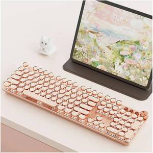 V20 Typewriter Keyboard Wireless, 104 Keys Mechanical with White Backlit, Media Knob, Pink Switch 2.4G/Bluetooth/USB-A Wired Retro Full Size Keyboard for Windows/Mac/PC-Pink - Retail: $65