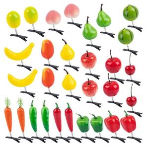 lot 17265 image: Fruit Bean Sprout Hair Clips Carrot Pears Lemon Hairpins Headwear Barrettes for Women. - Retail $9