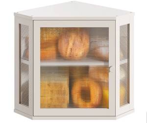 lot 17280 image: White Corner Bread Box, Bamboo Bread Box for Kitchen Countertop, 2 Tier Wooden Bread Storage, Solid Bamboo Wood. - Retail $40