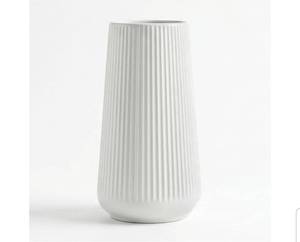 lot 17281 image: White Ceramic Vase, 8 Inch Flower Vases for Pampas Grass and Dried Flowers, Modern Vase for Living Room Table, Kitchen Shelf, Wedding Centerpiece Decor. - Retail $13