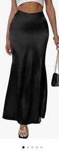 lot 17293 image: Womens Satin Maxi Skirt High Waisted Bodycon Fishtail Cocktail Party Holiday Skirts SIZE LARGE - Retail $15