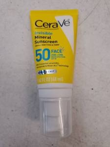 lot 17302 image: CeraVe Invisible Mineral Sunscreen SPF 50 Face 1.62 oz - Retail $9