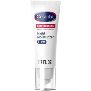 lot 17307 image: Cetaphil Night Cream, Redness Relieving Night Moisturizer for Face, 1.7 fl oz, For Dry, Redness-Prone Skin, Hypoallergenic, Fragrance Free - Retail $12