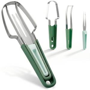 lot 17317 image: 3-in-1 Watermelon Slicer Tool �� Stainless Steel Portable, Mess-Free Multi-Use Kitchen Gadget for Summer Picnic, BBQ, Pool Party, Family Hosting, Hostess Gift Idea �� Watermelon Cutter Slicer Tool Kit - Retail $10