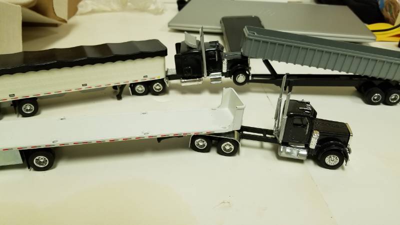 lot 1352 image: Semis with dump trailer, well made . . Grain Trailer