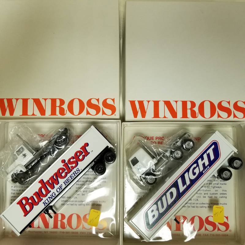lot 1434 image: Budweiser and Bud LIght 2 Winross Semi Sets Truck and Trailers