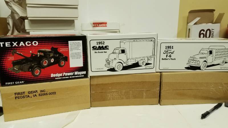 lot 1528 image: Lot of 3 First Gear Vans  Tow Trucks Dr. Pepper Topeka Truck GMC Engine