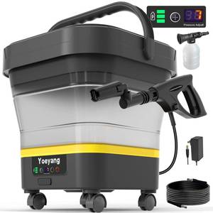 lot 9207 image: Portable Cordless Cleaner with Tank Foldable Electric Cleaning Tool, 3.4 Gal Tank, Multi-Level Adjustable Spray, 360° Rotating Nozzle, Compact for Car, Garden, Patio, Camping