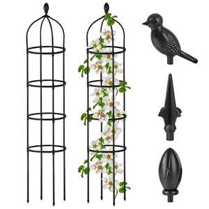 lot 9209 image: Garden Obelisk Trellis for Climbing Plants Outdoor 6 Ft Rose Bush Round Trellis for Pots Rustproof Metal Pipe with Plastic Coated Plant Flower Trellises for Clematis Vine Jasmine Support