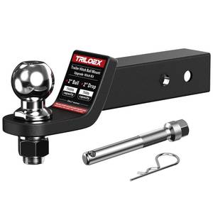 Trailer Hitch Ball Mount with 2-Inch Ball, Fits 2-in Receiver, 7,500 lbs, 2" Drop, Includes 5/8" Screw-in Hitch Pin