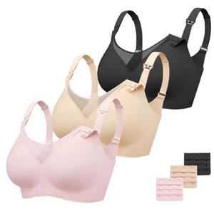 lot 9213 image: Vinfact 3 Pack Mesh Nursing Bras for Breastfeeding Comfort Wirefree Maternity Bras for Pregnancy Seamless Sleep Bralette XL