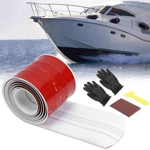 lot 9219 image: Datanly Marine Keel Protector 6in Wide, FRP Hull Keel Guard for Boats, Self-Adhesive Protection Strip with Installation Tools, Protects Against Ramps, Scratches & Rocks(9ft for Boat up to 24ft,White)