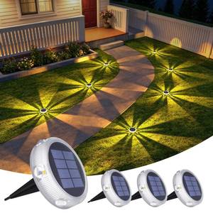 YiLaie Solar Ground Lights Outdoor IP68 Waterproof,4 Pack Solar Garden Lights Outside,Stick & Stake Landscape Lighting for Pathway Lawn Yard Deck Driveway Walkway, Warm White