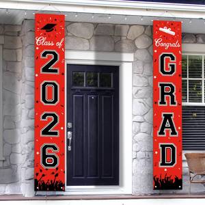 lot 9239 image: 2026 Graduation Decorations, Graduation Banner Class of 2026, Hanging CongratulationsCongrats Grad Banner for Door and Porch, Party Decor - Red