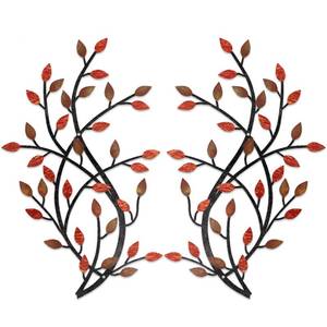 lot 9242 image: Meltset Metal Tree Leaf Wall Decor, Vine Olive Leaf Branch Wall Art, Wrought Iron Scroll Artwork, Decorative Wall Sculptures Above The Bed, Living Room, Hallway, Indoor and Outdoor SRed