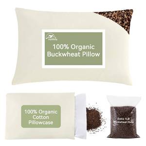 lot 9264 image: APOBUY 20x26 Large Organic Buckwheat Pillow with Dual-Layer Pillowcase and Extra Tartary Buckwheat Hulls, Adjust Height and Firmness, Neck Support Pillow for Back and Side Sleepers