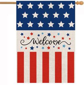 lot 9271 image: 4th of July House Flag Stars and Stripes Patriotic Memorial Day Welcome Decorations Fourth of July Vertical Double Sided Outdoor Yard Decor 28x40 Inch