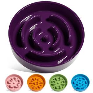 lot 9287 image: LE TAUCI Ceramic Slow Feeder Dog Bowls Small Breed, 0.6 Cups Dog Food Dish for Fast Eaters, Puzzle Bowl for Small Dogs and Cats,Purple