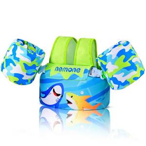 lot 9293 image: NEMONE Toddler Swim Vest for 22-70 lbs Kids Floaties Swim Jacket with Arm Water Wings for Girls Boys 2 3 4 5 6 7 Years Old Sea Beach Pool (Blue Sea)
