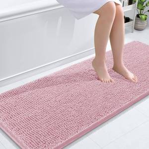 lot 9305 image: OLANLY Bathroom Runner Rugs 59x24, Soft Absorbent Chenille Bath Rugs, Rubber Backing Quick Dry, Machine Washable Long Bath Mats for Bathroom Floor, Tub and Shower, Home Decor Accessories, Dusty Rose