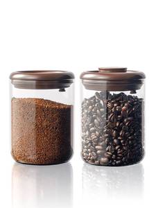 lot 9318 image: Tourdeus Glass Coffee Container - 10 oz Pop Top Coffee Storage Airtight Canister, Large Ground Coffee Containers Coffee Jars with Lids, 0.63lb, 2 Pack