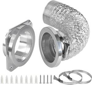 lot 9322 image: Magnetic Dryer Vent Coupling Connector Kit - DV180 Airtight Seal, Quick Connect, Includes 4x3.3ft Duct & 2 Clamps
